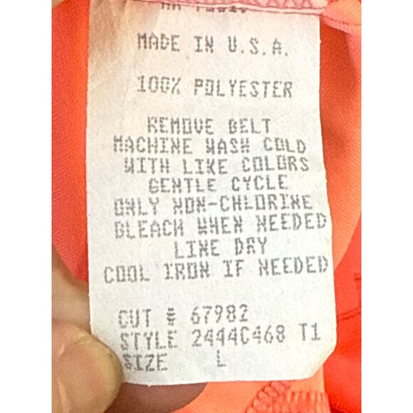 One-Shoulder Coral Pink Ruffle Dress L City Triangles Polyester Made In USA - Picture 4 of 4